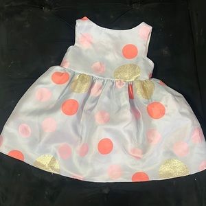 Toddler girls polkadot formal occasion dress lilac purple, pink, and gold